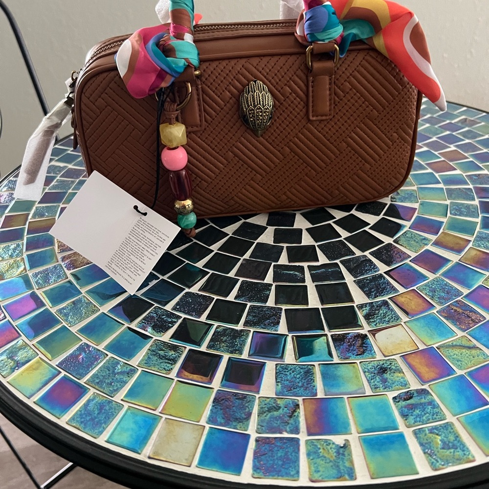 Kurt Geiger Brown Crossbody Bag with Colorful Scarf - Picture 3 of 7